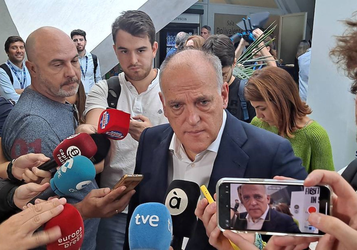 Javier Tebas, esta mañana.