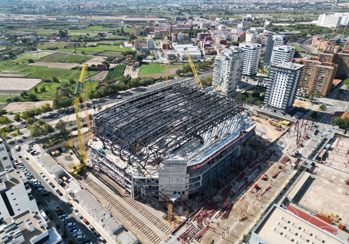 Vista aérea del pabellón Roig Arena.