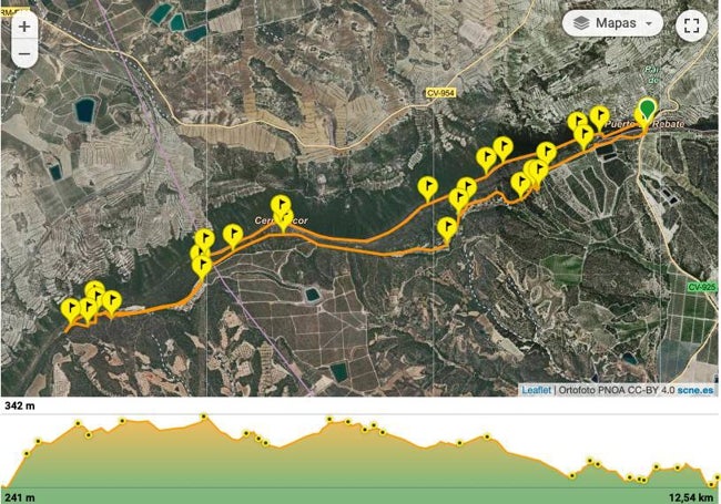 Perfil de la ruta propuesta por Sierra Escalona.