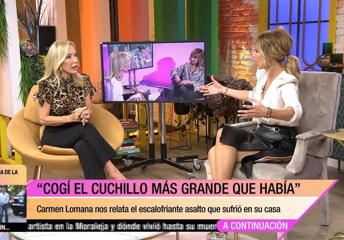 Carmen Lomana durante su entrevista en 'Fiesta'.