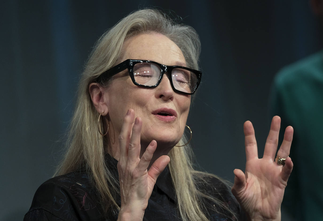 Meryl Streep emocionada durante su visita a España con motivo de los Premios Princesa de Asturias 2023.