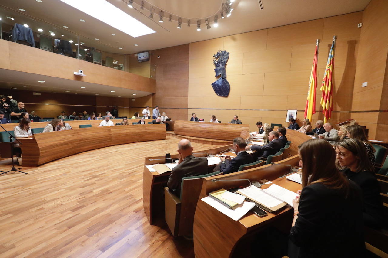 El primer pleno de Valencia tras el pacto PP-Vox en imágenes