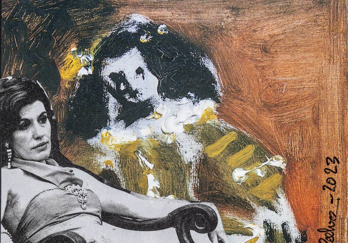 Una de las postales de Carmen Calvo que se pueden ver en la exposición.