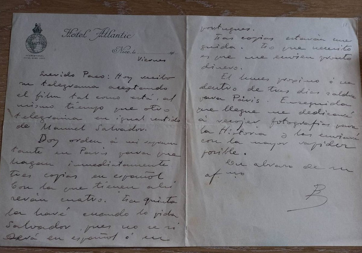 Una de las cartas que la familia Sempere depositó en la Biblioteca Valenciana en 2001 junto con el ahora desaparecido manuscrito de 'Flor de mayo'.