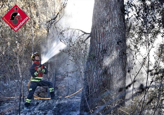 Uno de los efectivos que han sofocado el incendio.