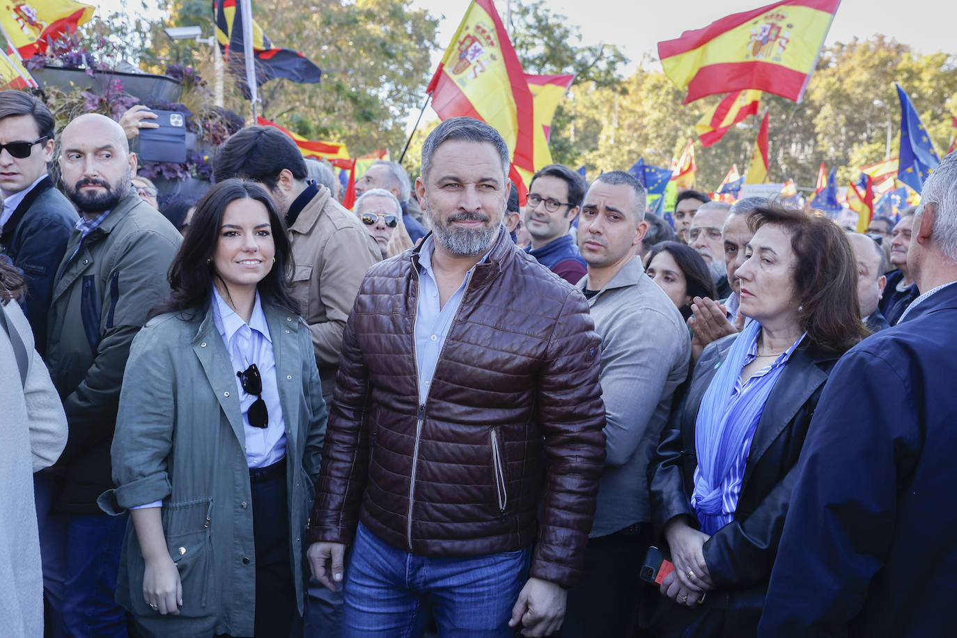 Santiago Abascal, en la protesta de Madrid.