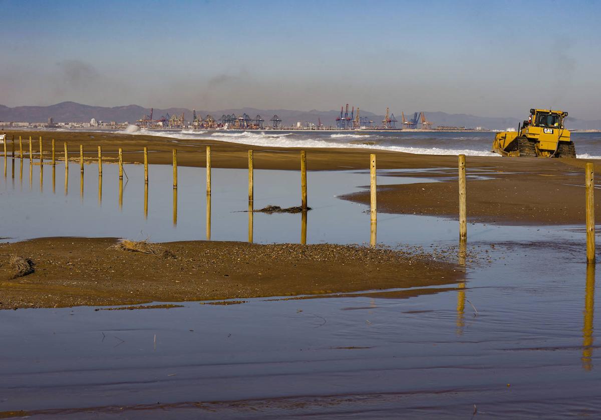 El mar entra en las nuevas dunas de las playas regeneradas en El Saler