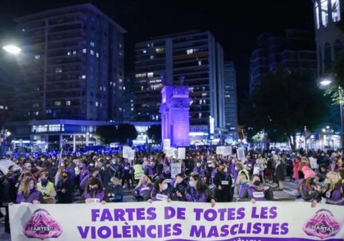 Manifestación del 25N en Valencia en una imagen de archivo.