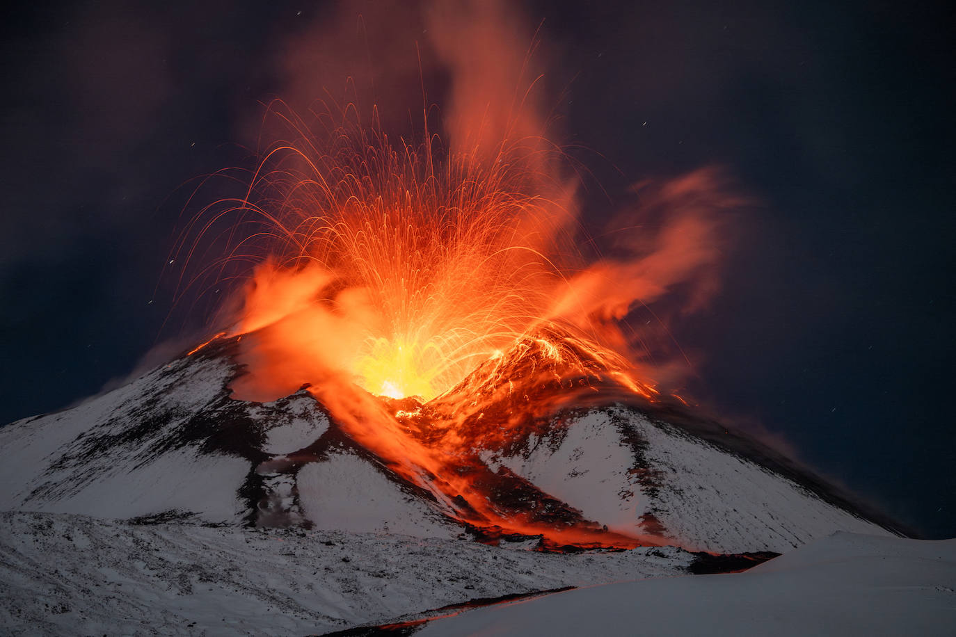 La llamativa erupción del volcán Etna