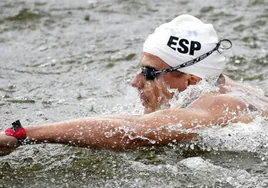Nadador español durante el europeo.