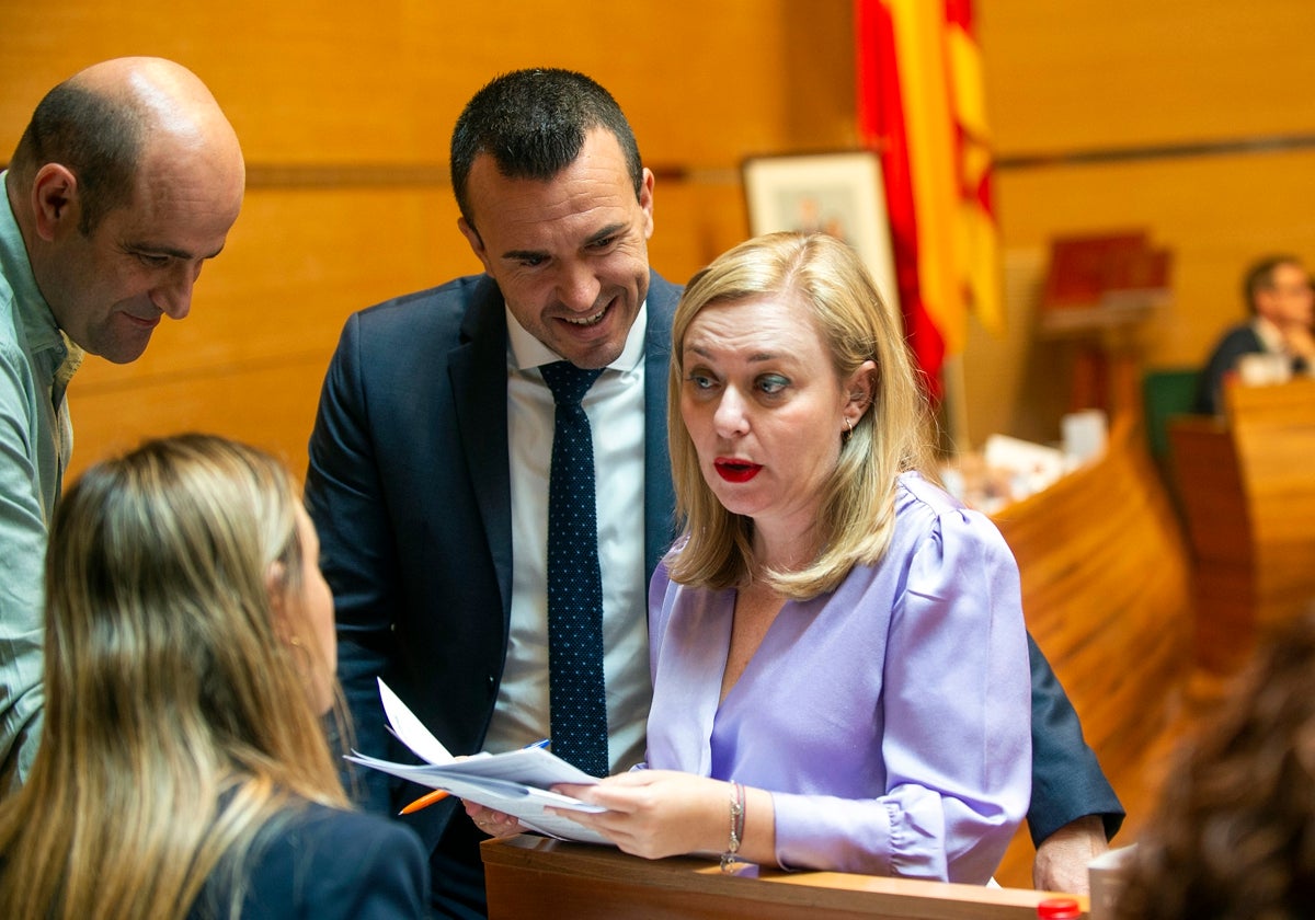 Vicent Mompó y Natàlia Enguix, en el hemiciclo de la corporación provincial.