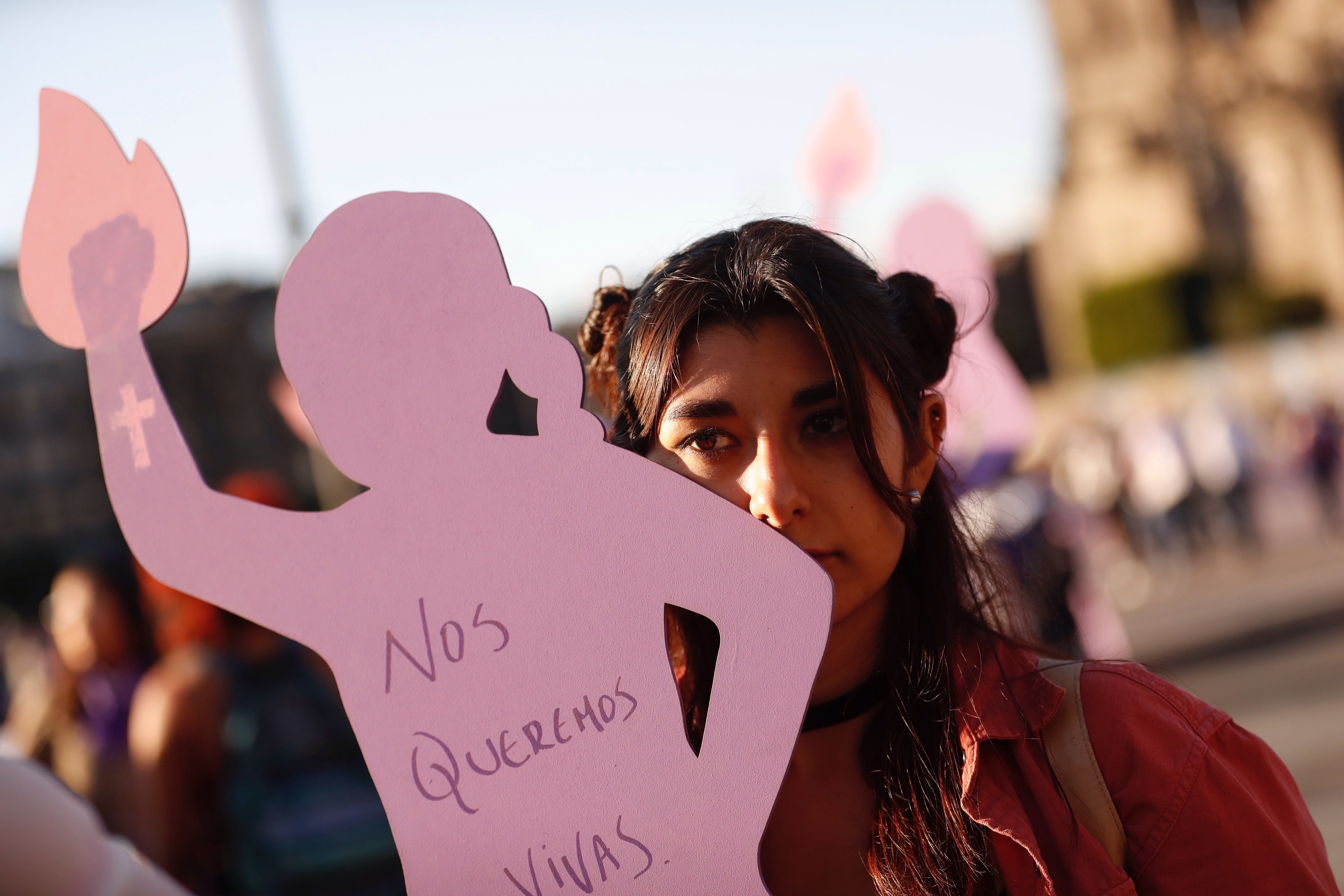 Una mujer, durante una manifestación contra la violencia machista del 25-N