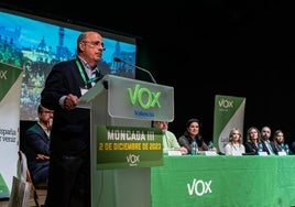 Gil Lázaro, durante el acto del partido este sábado.