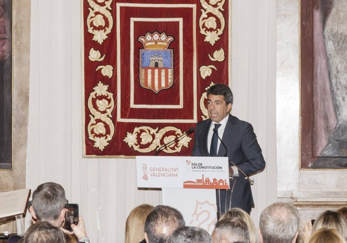 Carlos Mazón, durante el acto de homenaje a la Constitución en Castellón.