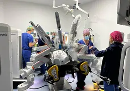 El equipo para la cirugía robótica del Arnau de Vilanova.