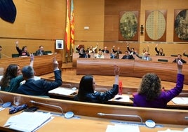 Celebración de un pleno del Ayuntamiento de Valencia.