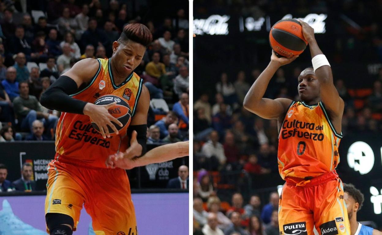 Rivero, a la izquierda y Harper, a la derecha, amplían las lesiones en el Valencia Basket. 