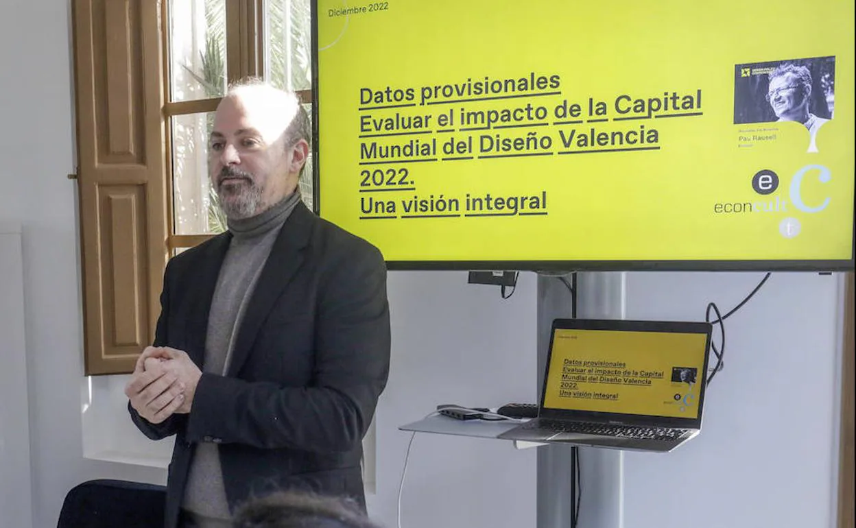 Xavier Calvo, director de la Asociación Valencia Capital del Diseño, en la presentación de los resultados provisionales del evento.I