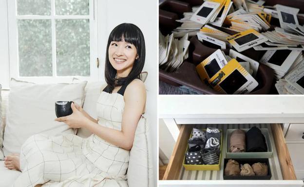 Marie Kondo, tomando un té mientras deja sin doblar dos lavadoras. 