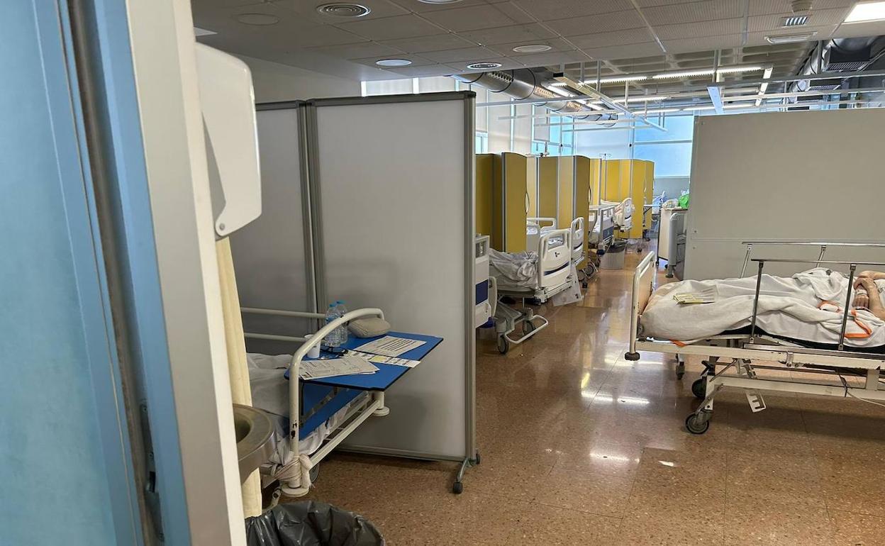 La sala de Observación C de Urgencias del hospital Clínico de Valencia, a mediados de enero.