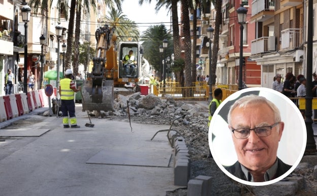 Obras en la calle de la Reina en 2017. 