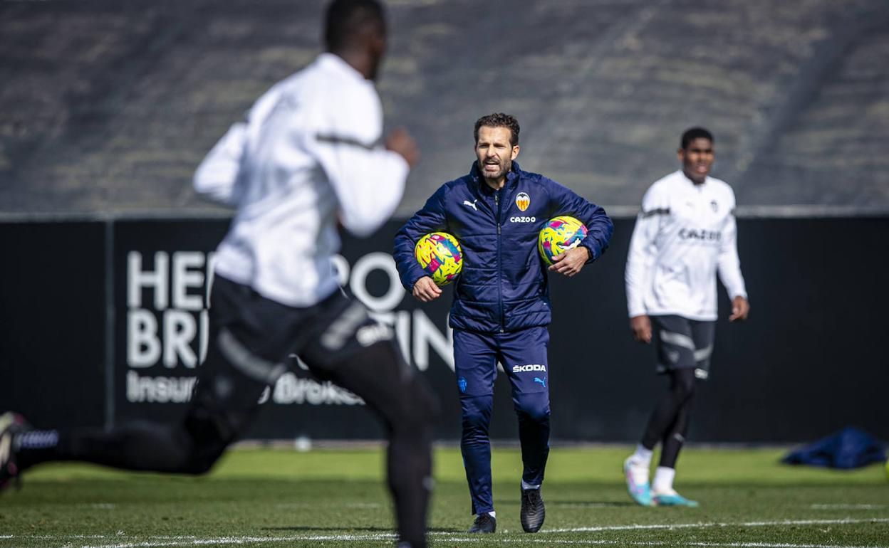 Baraja, en su primer entrenamiento. 