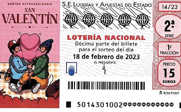 Un afortunado se lleva los 15 millones de euros del sorteo de San Valentín de la Lotería Nacional de este sábado 18 de febrero