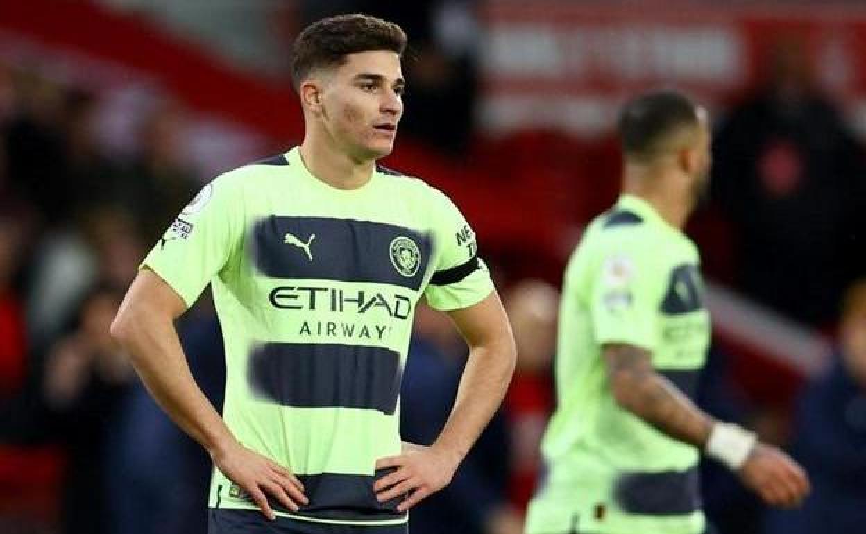 Julián Álvarez, durante un partido con el Manchester City.