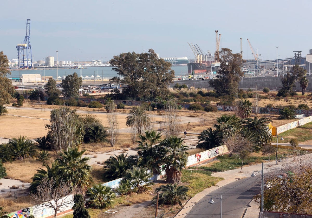 Imagen principal - Zona próxima al puerto donde se hará el 'Espai Natzaret', vista general del lecho del río y tramo próximo a la Ciudad de las Artes y las Ciencias, toda la zona que se incluirá en el parque de desembocadura. 