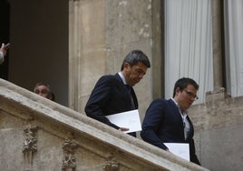 El presidente Mazón, antes de su comparecencia extraordinaria en el Palau.