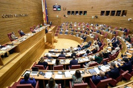 Vista panorámica del hemiciclo de Les Corts durante un pleno.