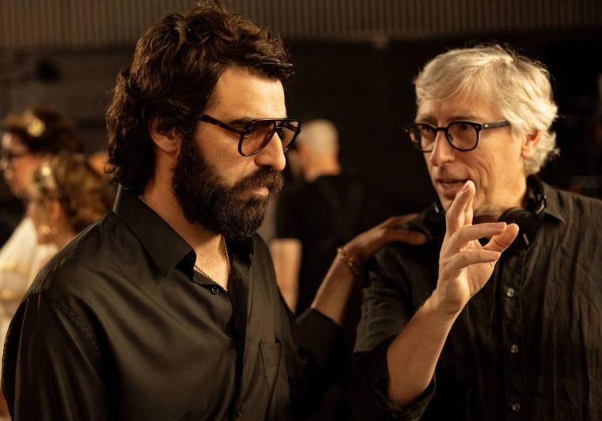 David Verdaguer y David Trueba en el rodaje de la película.