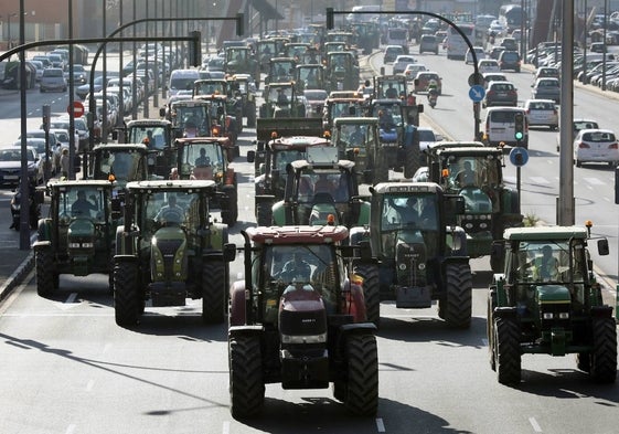 Protesta de agricultores en Valencia en 2020.