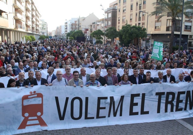 Una de las concentraciones para reivindicar el tren Gandia-Dénia.