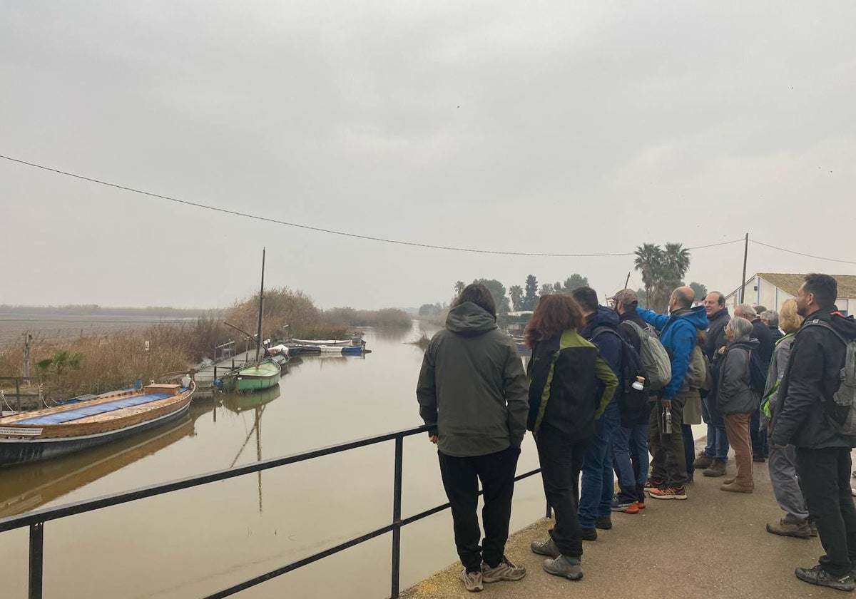 Un momento de la visita de los participantes en la jornada a la Albufera.