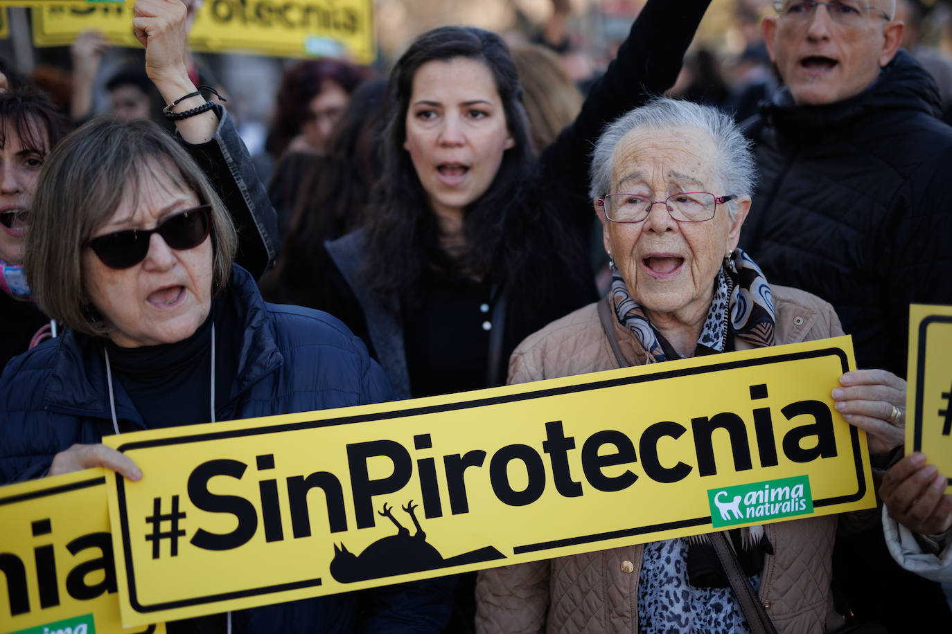 Protesta contra la mascletà en Madrid