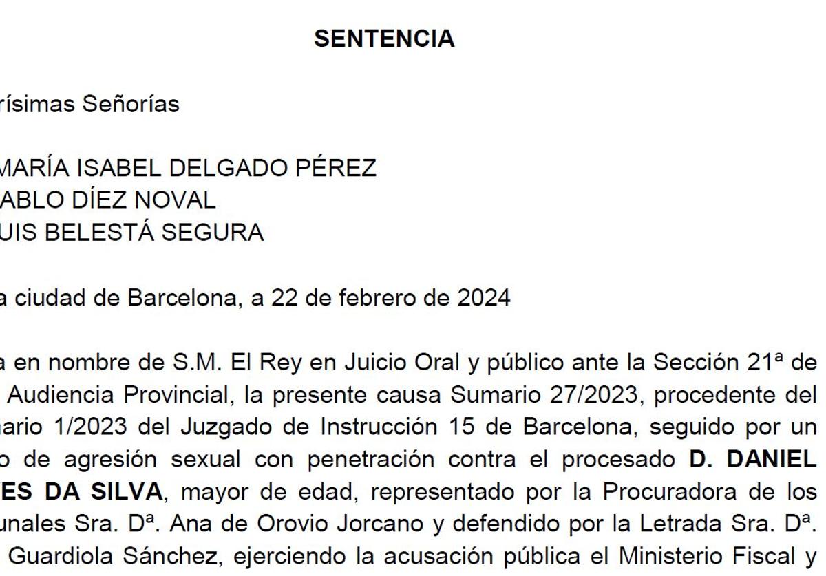 La sentencia de Dani Alves, en PDF: pena de prisión, atenuantes e indemnización