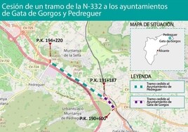 Mapa del tramo cedido a los dos ayuntamientos de la Marina Alta.