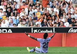 Vinícius, en el último partido en Mestalla.