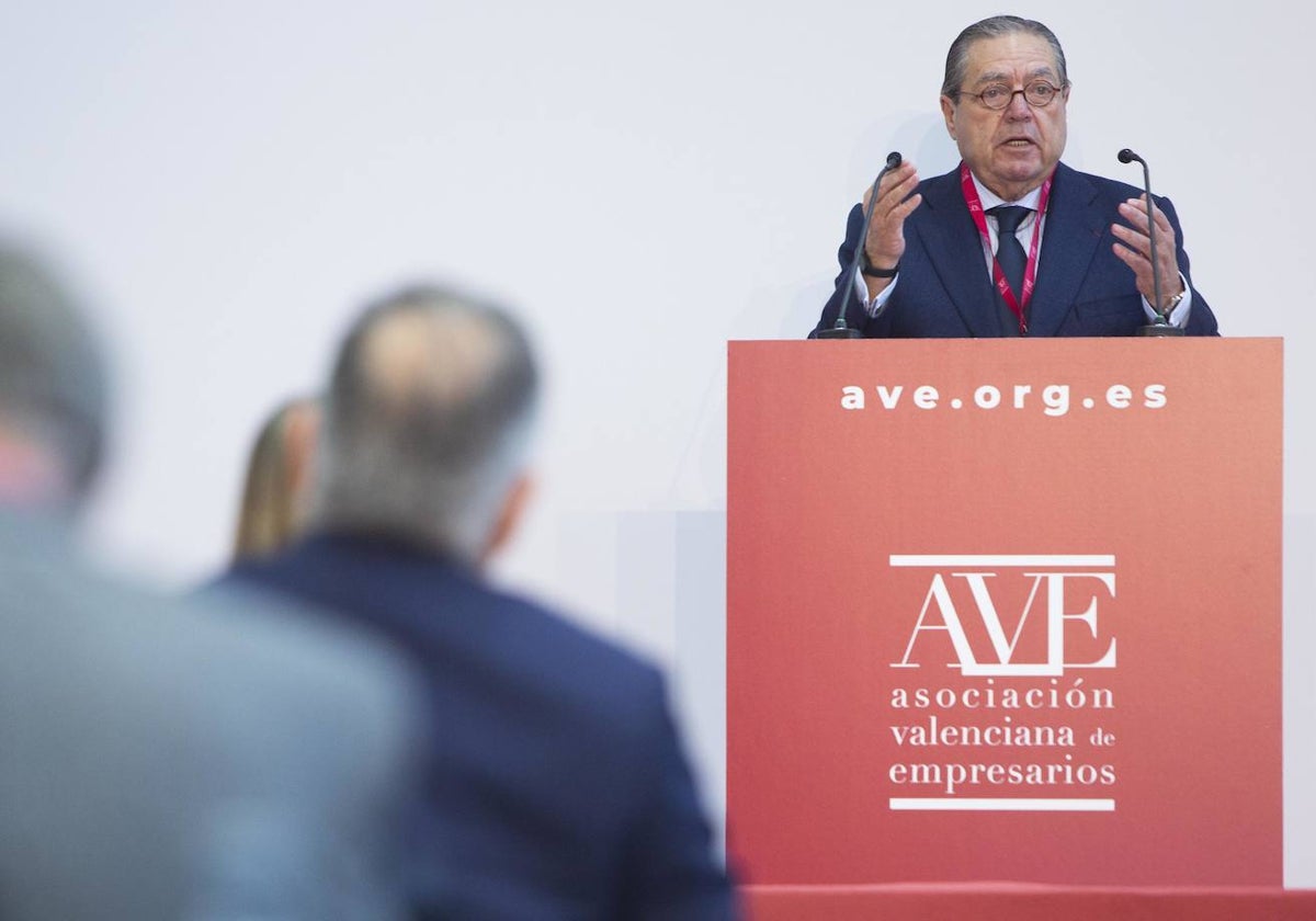 Vicente Boluda, durante su discurso en la asamblea de AVE.