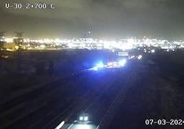 La V-30 a la altura de Quatre Carreres desde una cámara de la Dirección General de Tráfico.