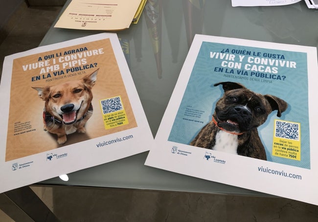 Los carteles de la campaña relativa a la recogida de excrementos de las mascotas.