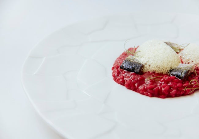 Arroz DO Valencia con remolacha, honojo y sardina.