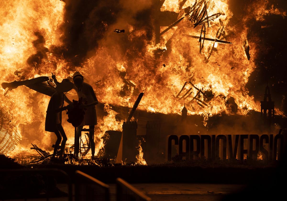 Cremà de la Falla del Ayuntamiento de Valencia, en una imagen de archivo.