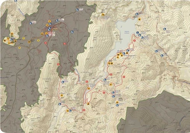 Mapa de la Ruta Roja de Chera.