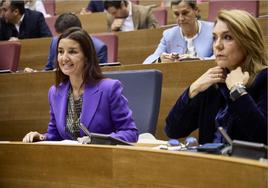 Ruth Merino y Susana Camarero, este miércoles en Les Corts.