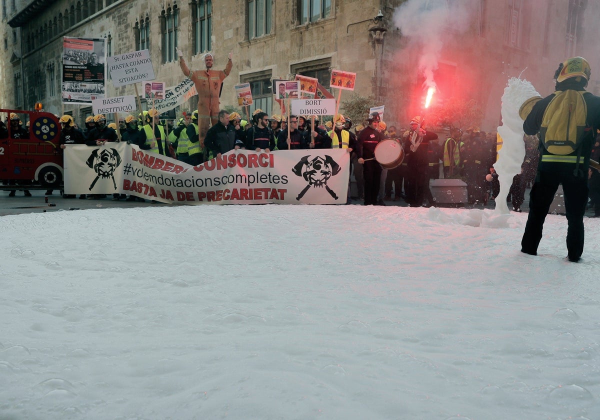 Protesta de los bomberos del Consorcio.