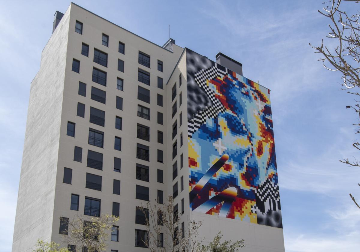 El mural de Felipe Pantone en Valencia.