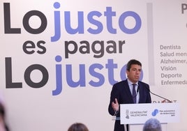 El president Carlos Mazón en la presentación el jueves de la campaña de la renta 2023.