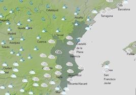 Mapa de previsión para el viernes 19.